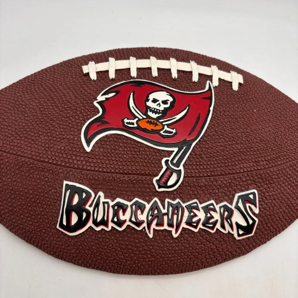 NFL Tampa Bay Buccaneers Logo Ceramic Football Shaped Wall Hanging Decor Plaque